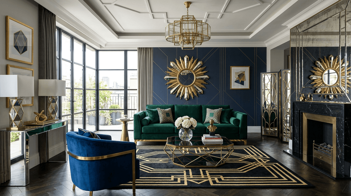Virtuele home staging in Art Deco stijl — Woonkamer