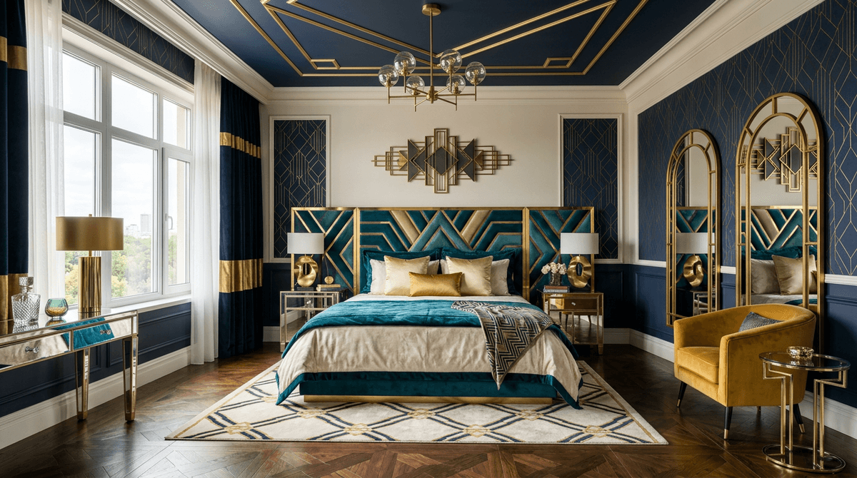 Virtuele home staging in Art Deco stijl — Slaapkamer