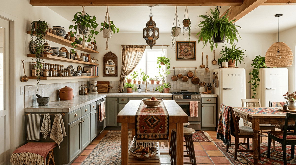 Home staging virtuel style bohème — Cuisine