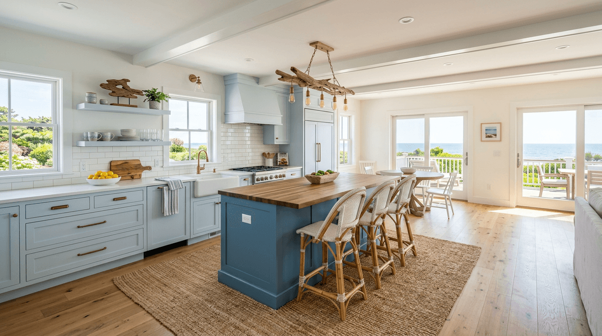 Home staging virtual estilo costero — Cocina
