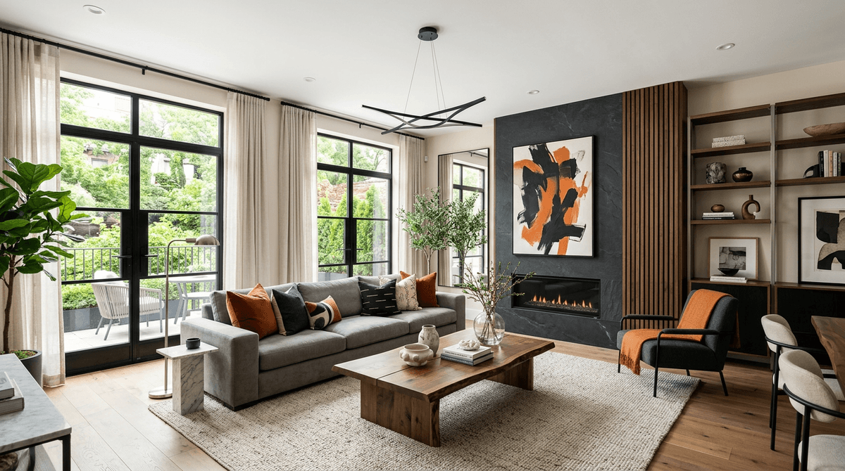 Virtuelles Home Staging im zeitgenossischen Stil — Wohnzimmer