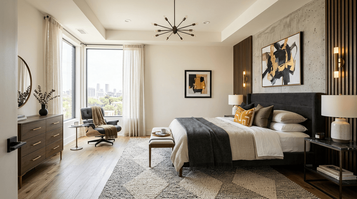 Virtuelles Home Staging im zeitgenossischen Stil — Schlafzimmer