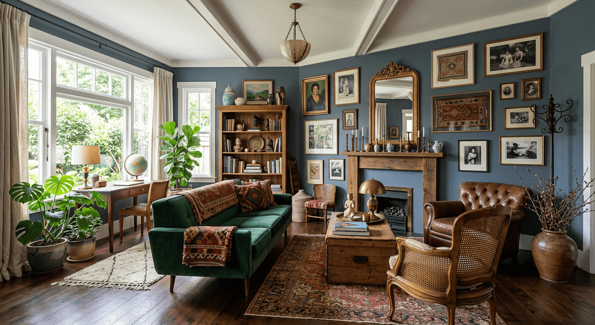 Virtuele home staging in eclectische stijl — Woonkamer