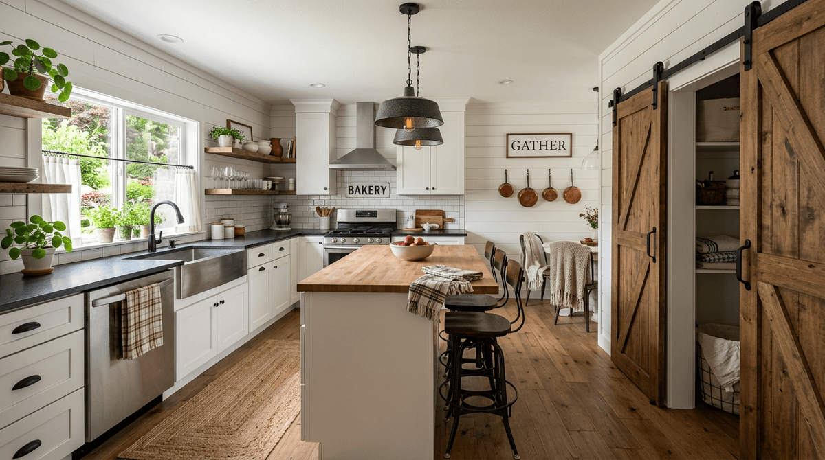 Home staging virtuale stile farmhouse — Cucina