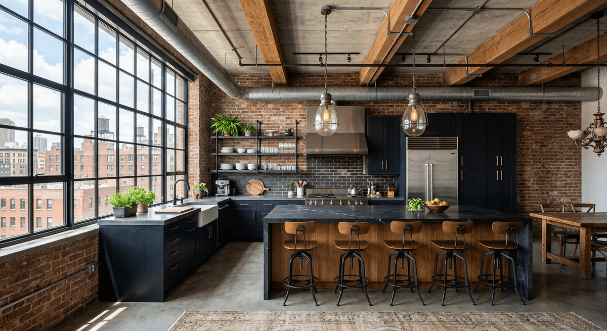 Virtuele home staging in industriele stijl — Keuken