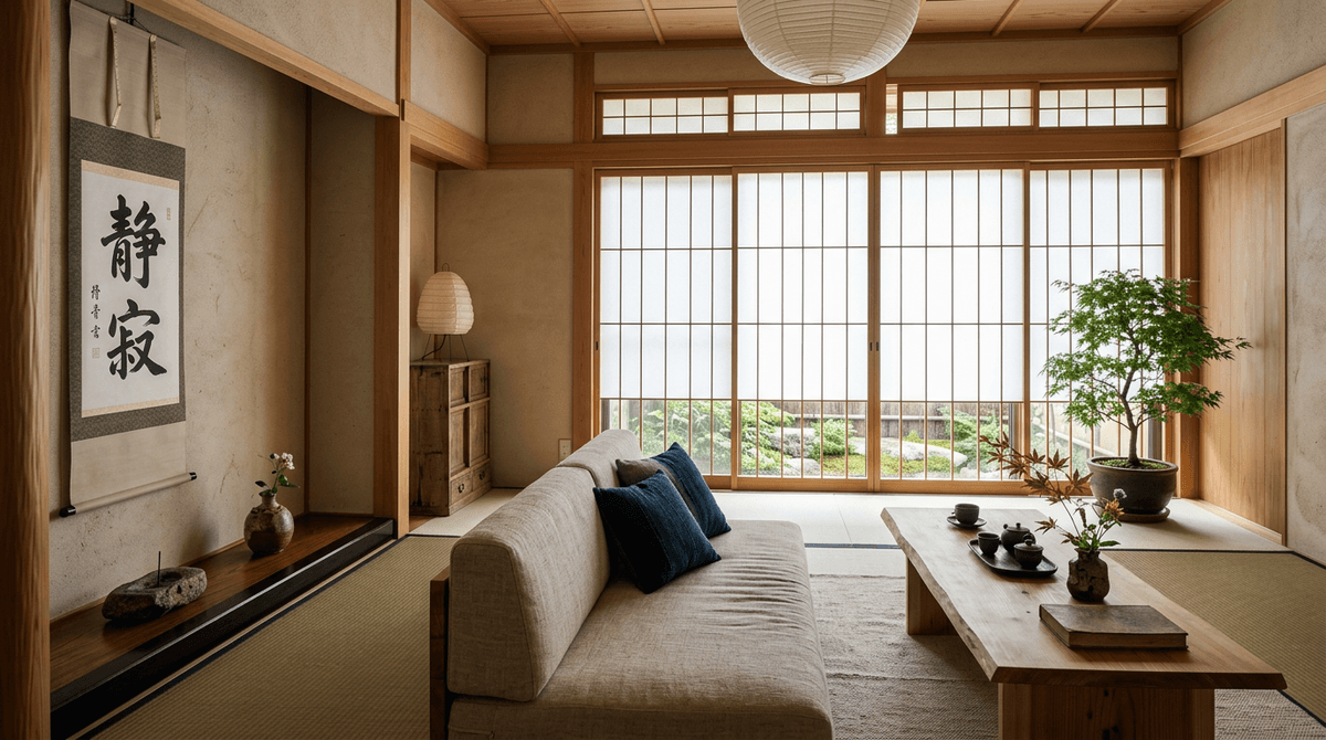 Virtuelles Home Staging im japanischen Stil — Wohnzimmer
