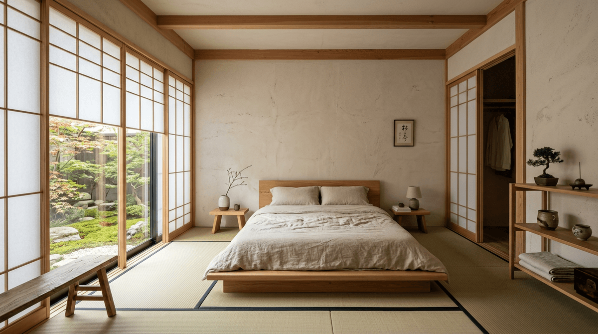 Virtuelles Home Staging im japanischen Stil — Schlafzimmer