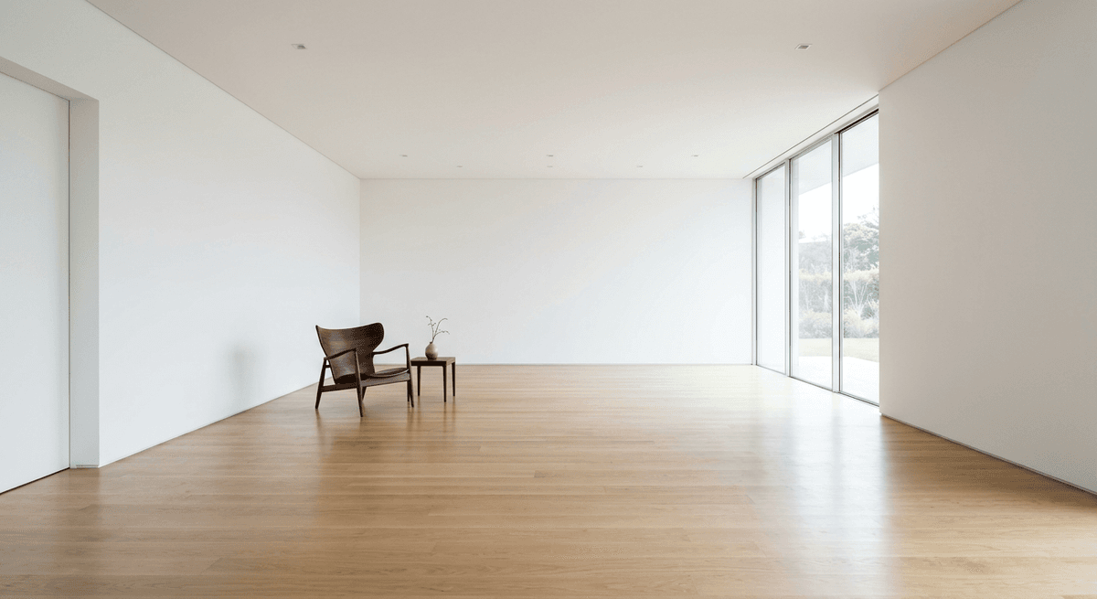 Virtuele home staging in minimalistische stijl — Woonkamer