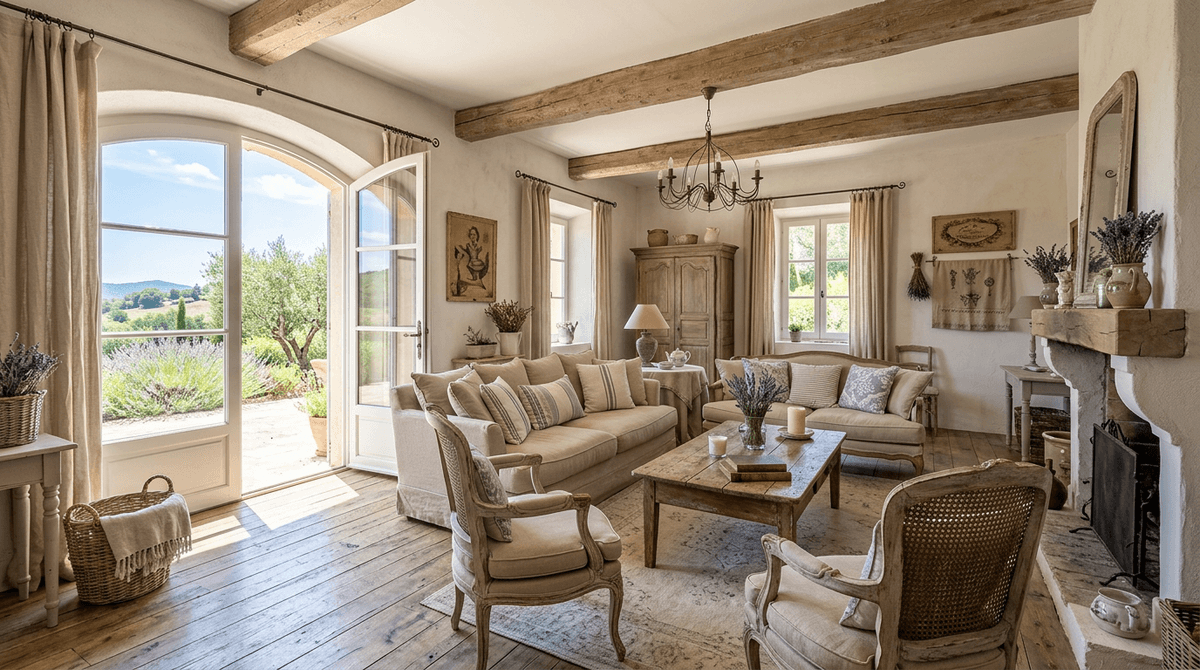 Virtuele home staging in Provencaalse stijl — Woonkamer
