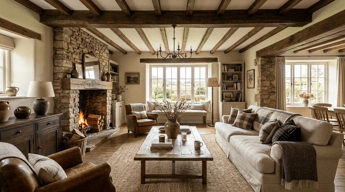 Home staging virtuale stile rustico — Soggiorno