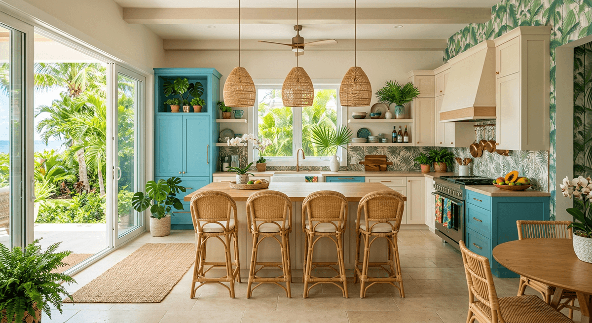 Home staging virtuale stile tropicale — Cucina