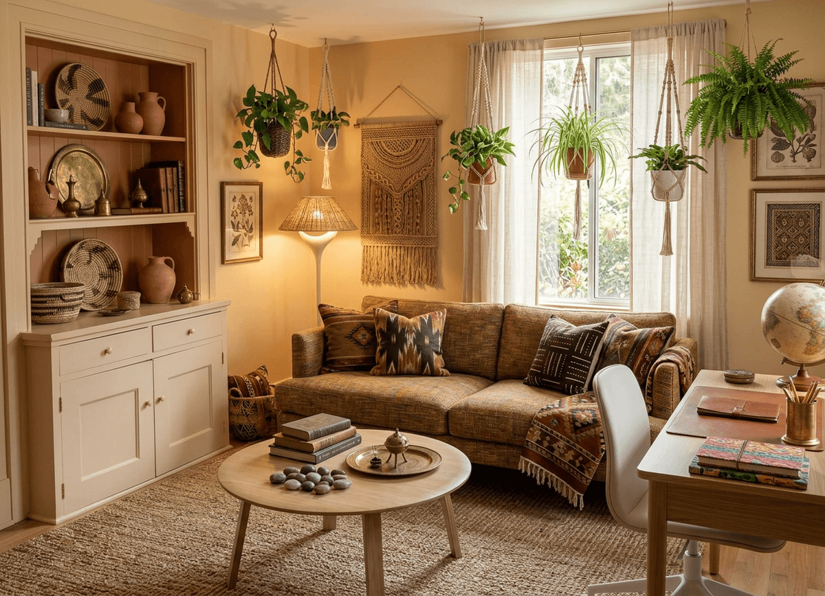 Home staging virtuale stile bohémien