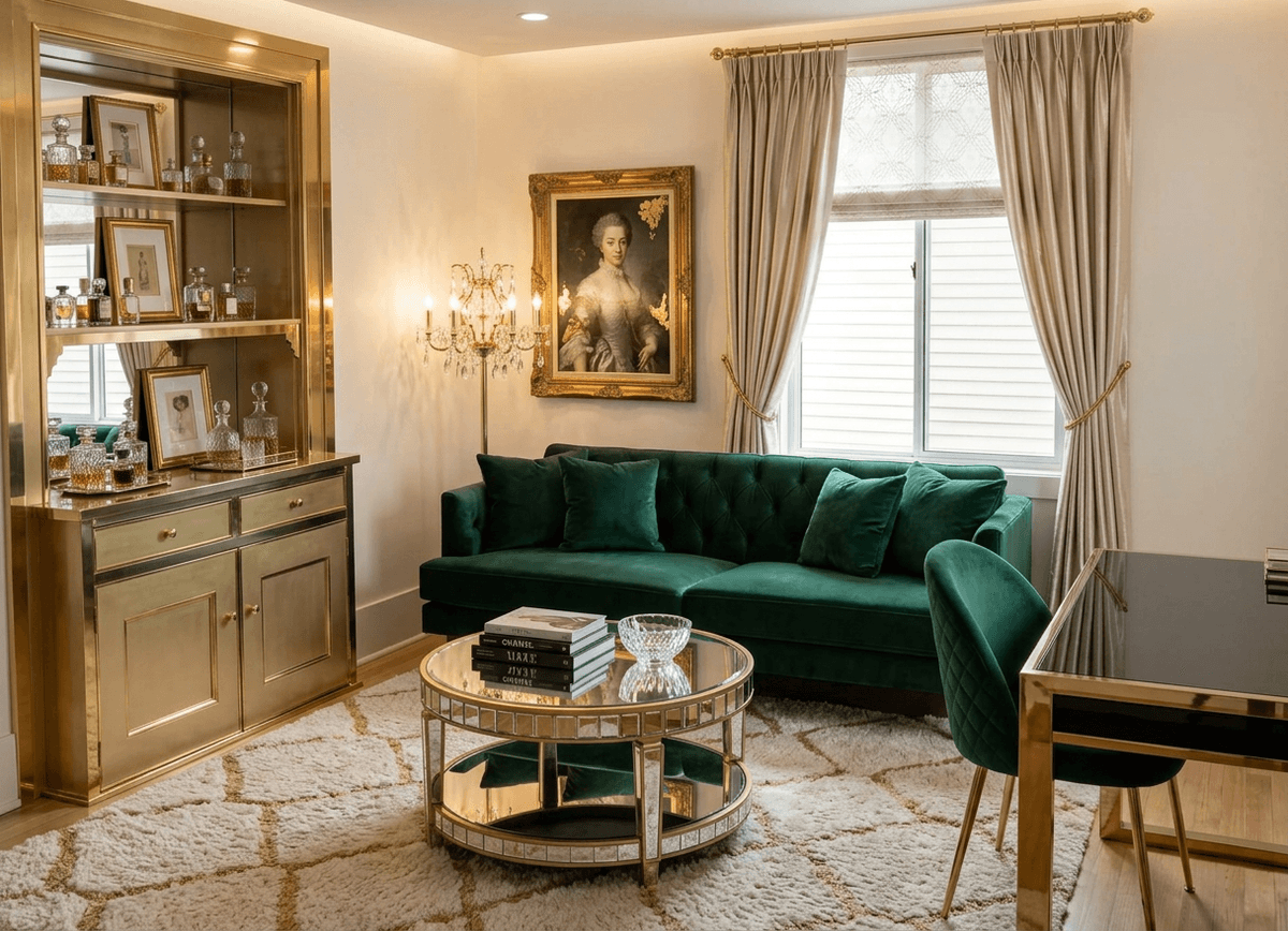 Hollywood Regency style virtual home staging