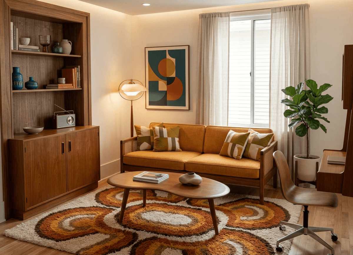 Mid-century modern style virtual home staging