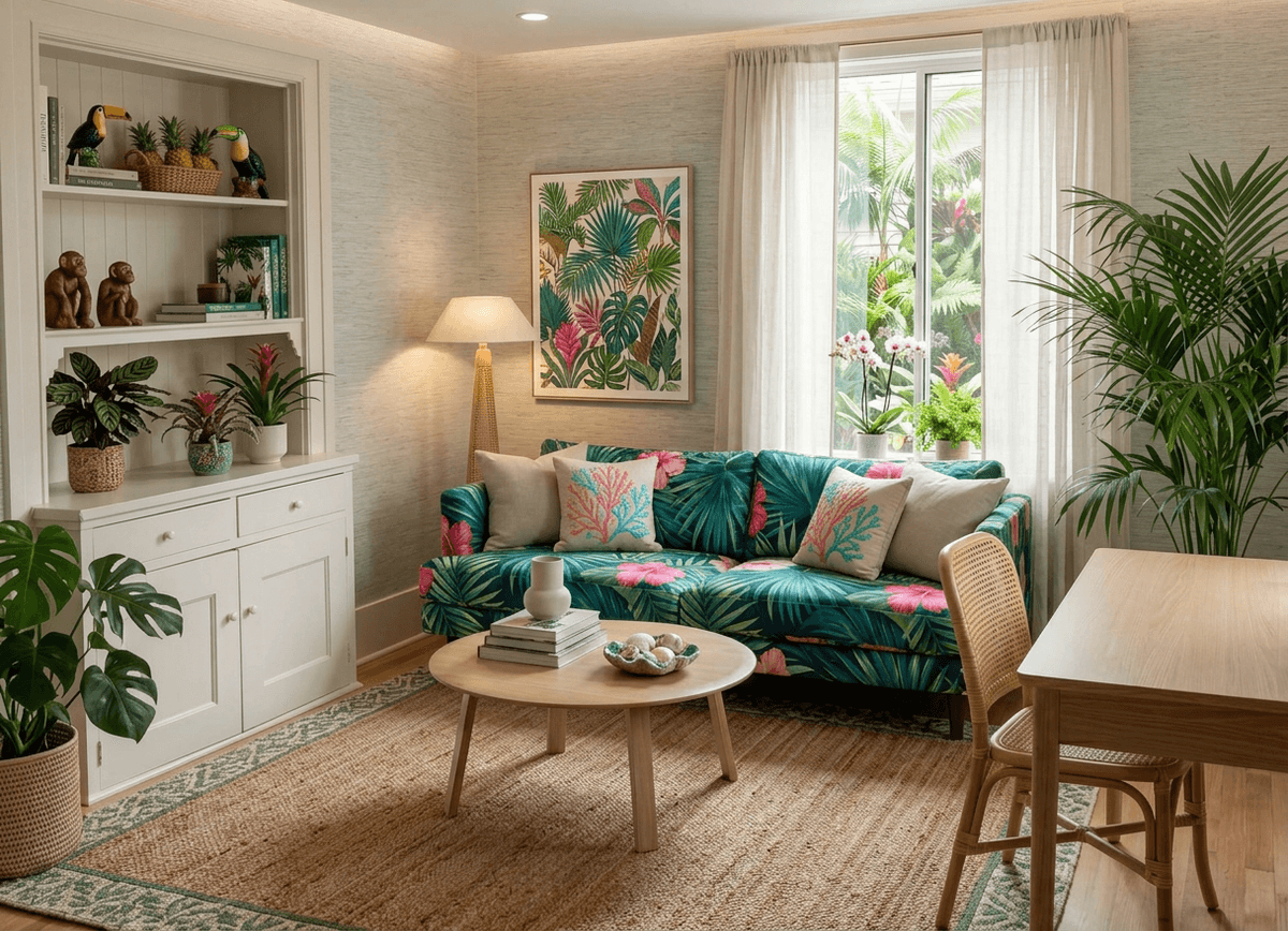 Home staging virtuale stile tropicale