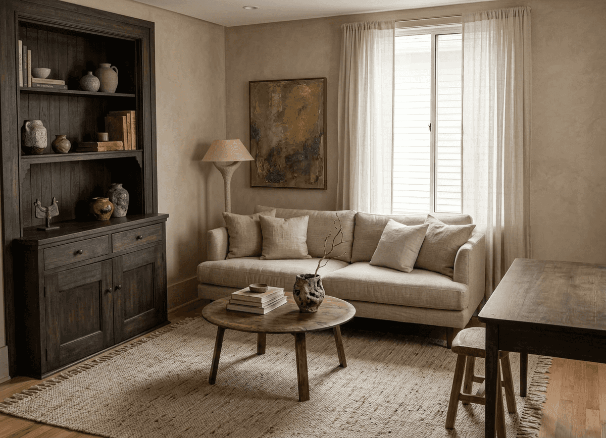 Home staging virtuale stile wabi-sabi